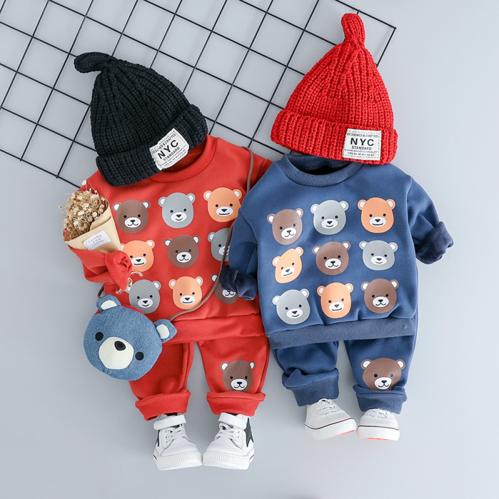 Bear Plush Sweat and Joggers Set
