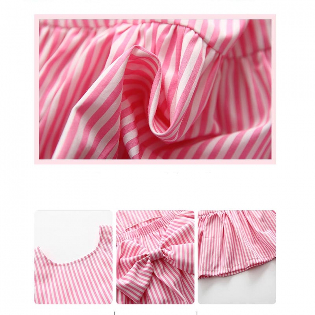 Striped Bowknot Infant Dress