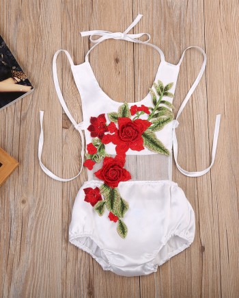 Embroidered Baby Girl Romper