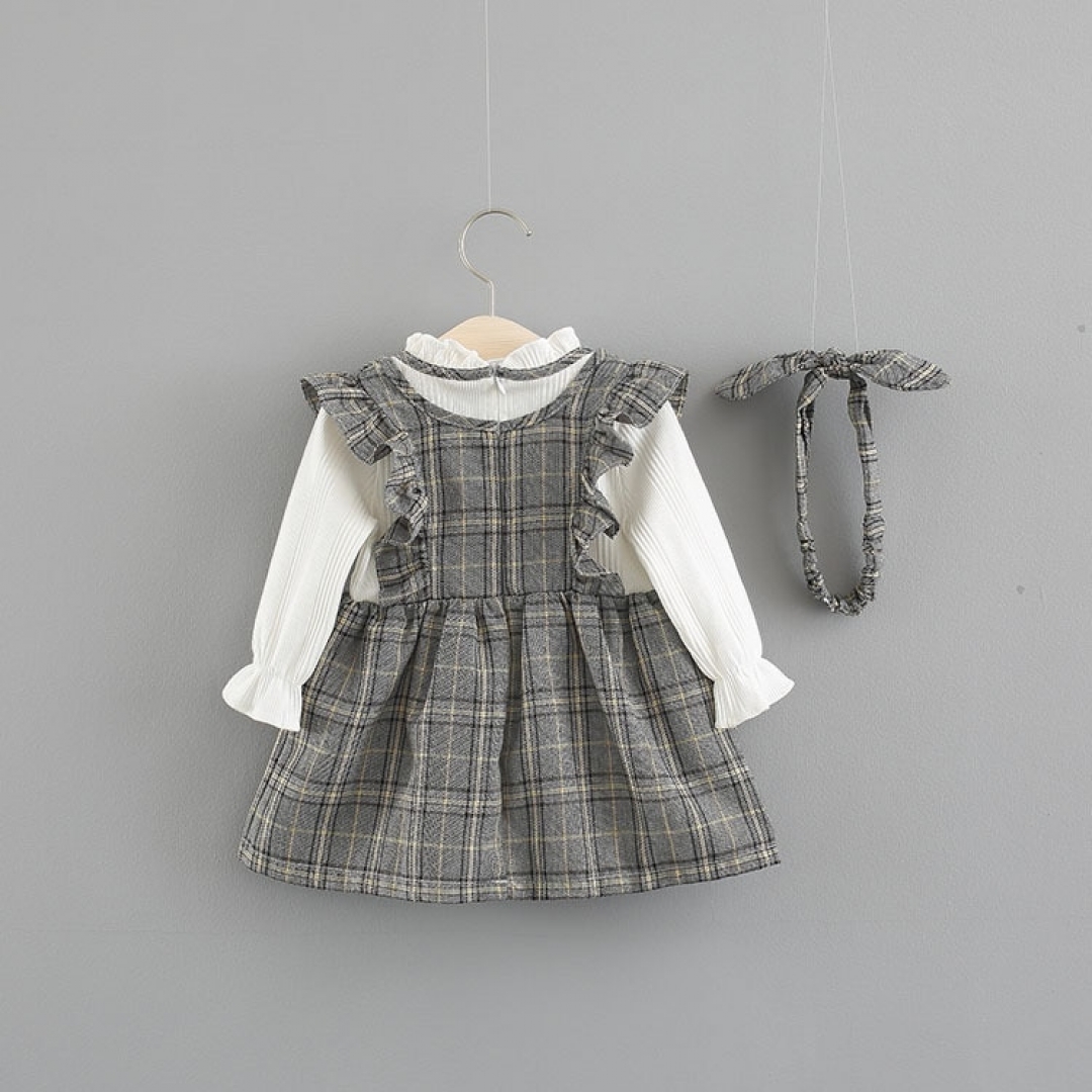 Long Sleeve Chekers Dress
