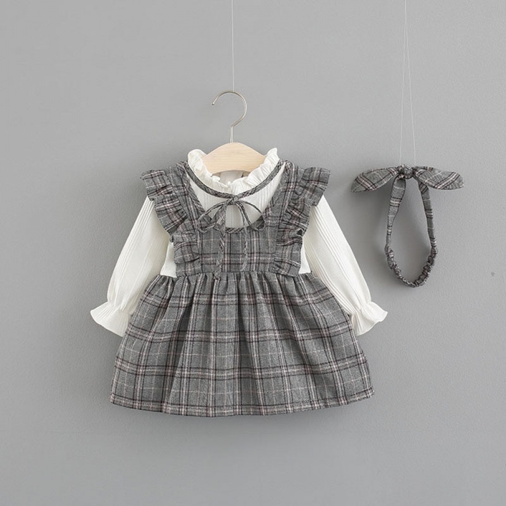 Long Sleeve Chekers Dress