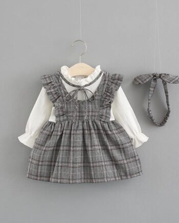 Long Sleeve Chekers Dress