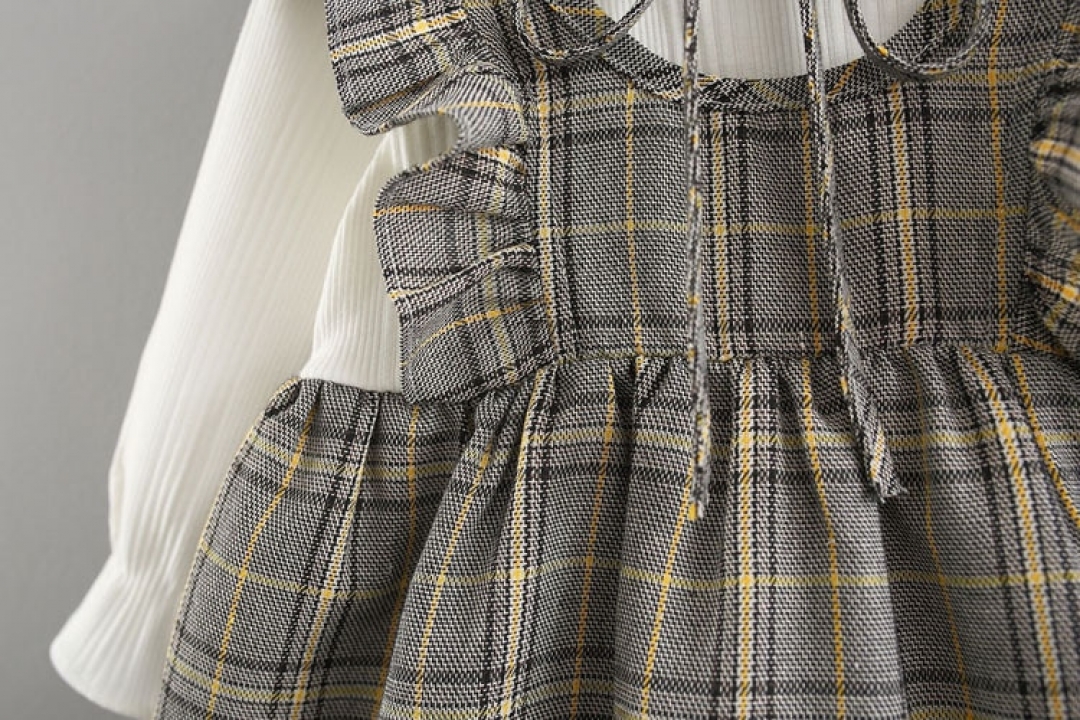 Long Sleeve Chekers Dress