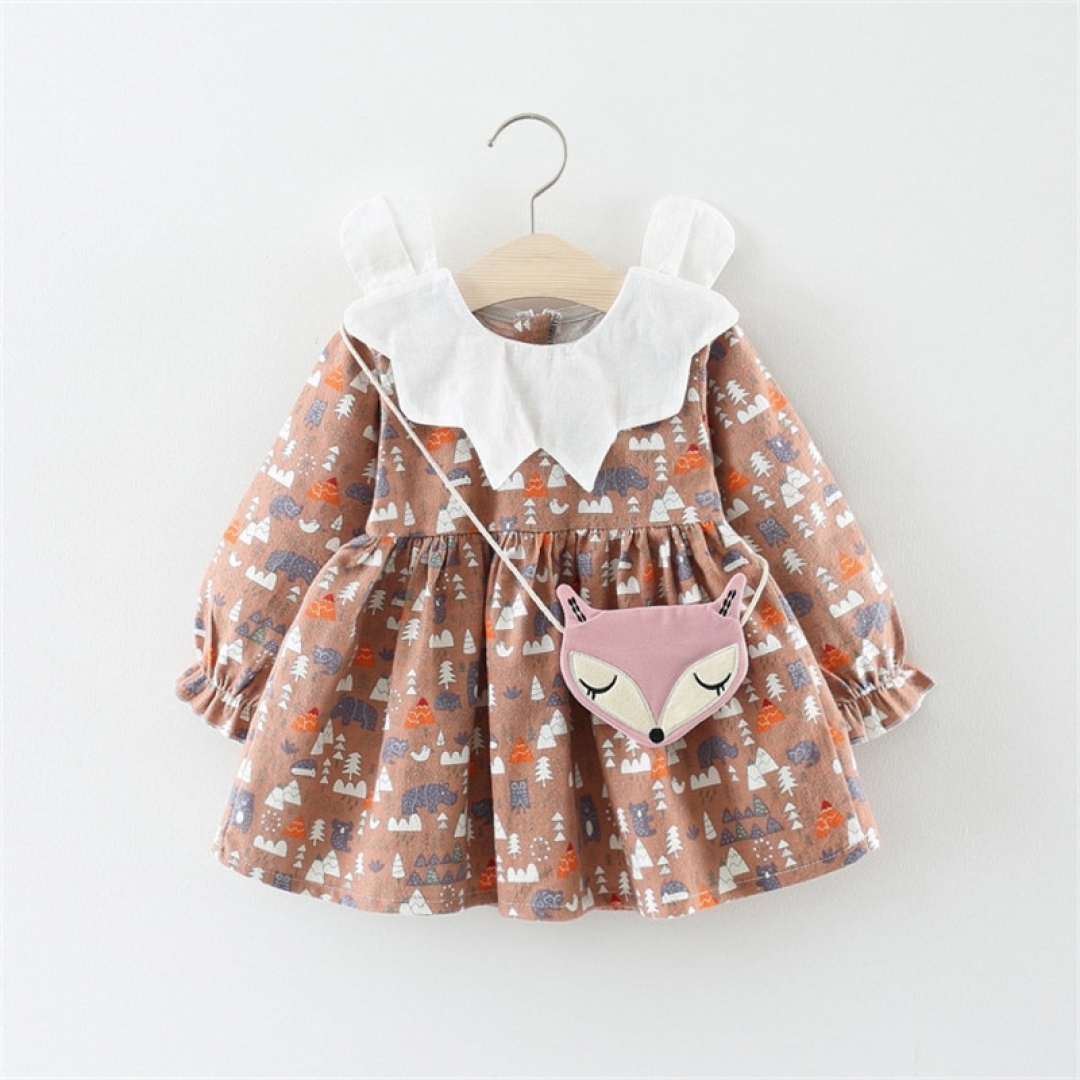 Cartoon Print  Long Sleeve Dress