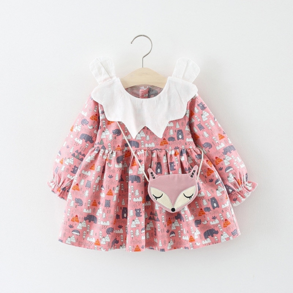 Cartoon Print  Long Sleeve Dress