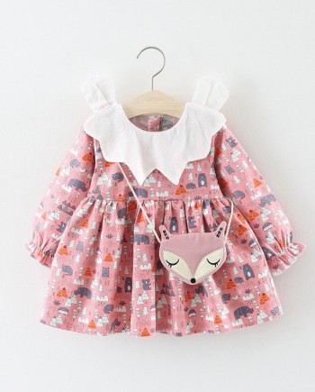 Cartoon Print  Long Sleeve Dress