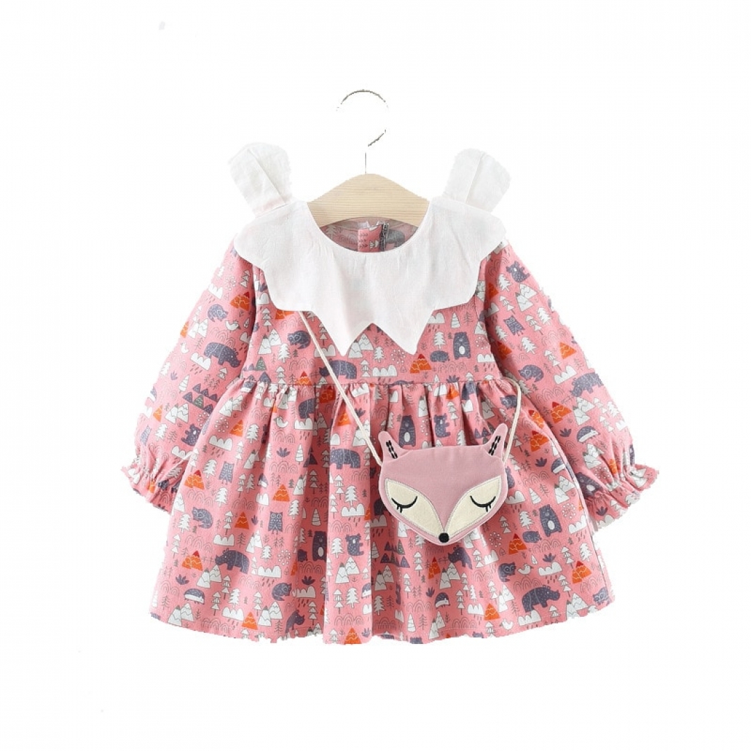 Cartoon Print  Long Sleeve Dress