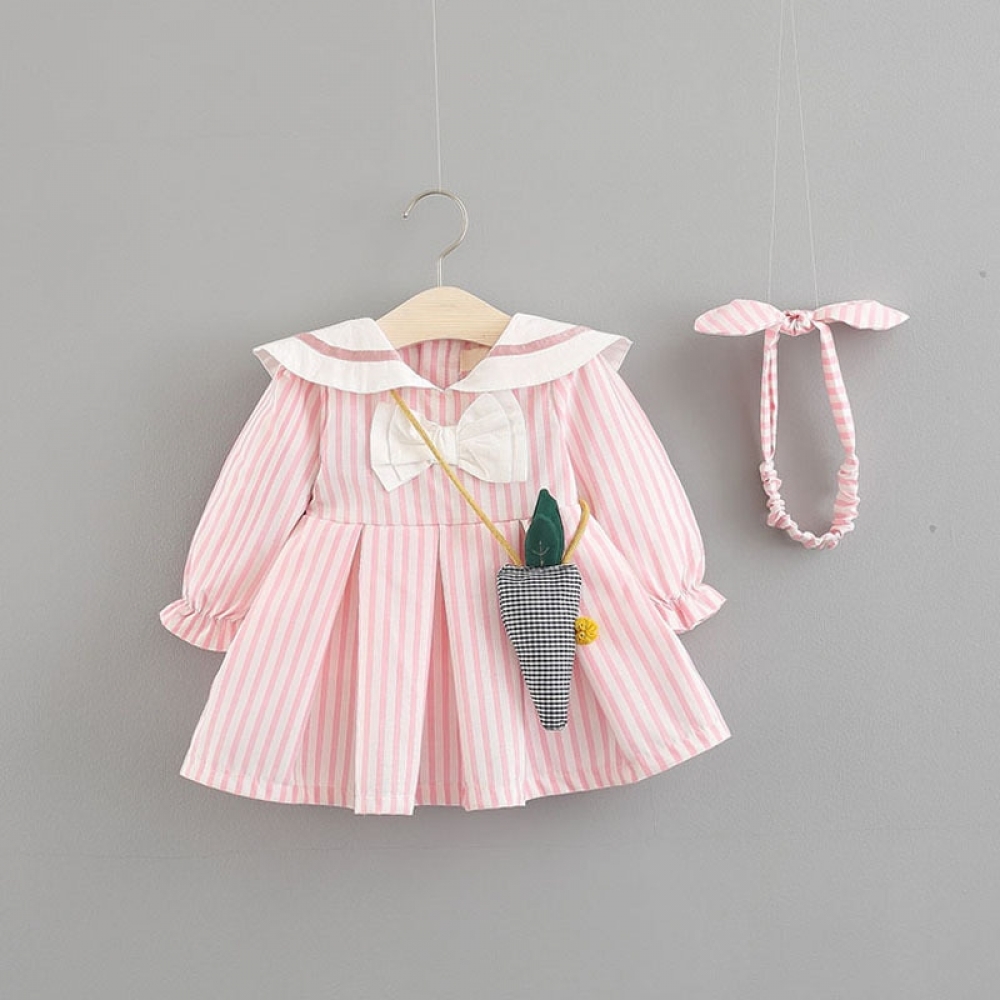 Striped Long Sleeve 3PCS Baby Dress
