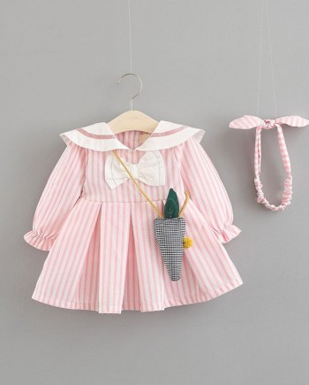 Striped Long Sleeve 3PCS Baby Dress