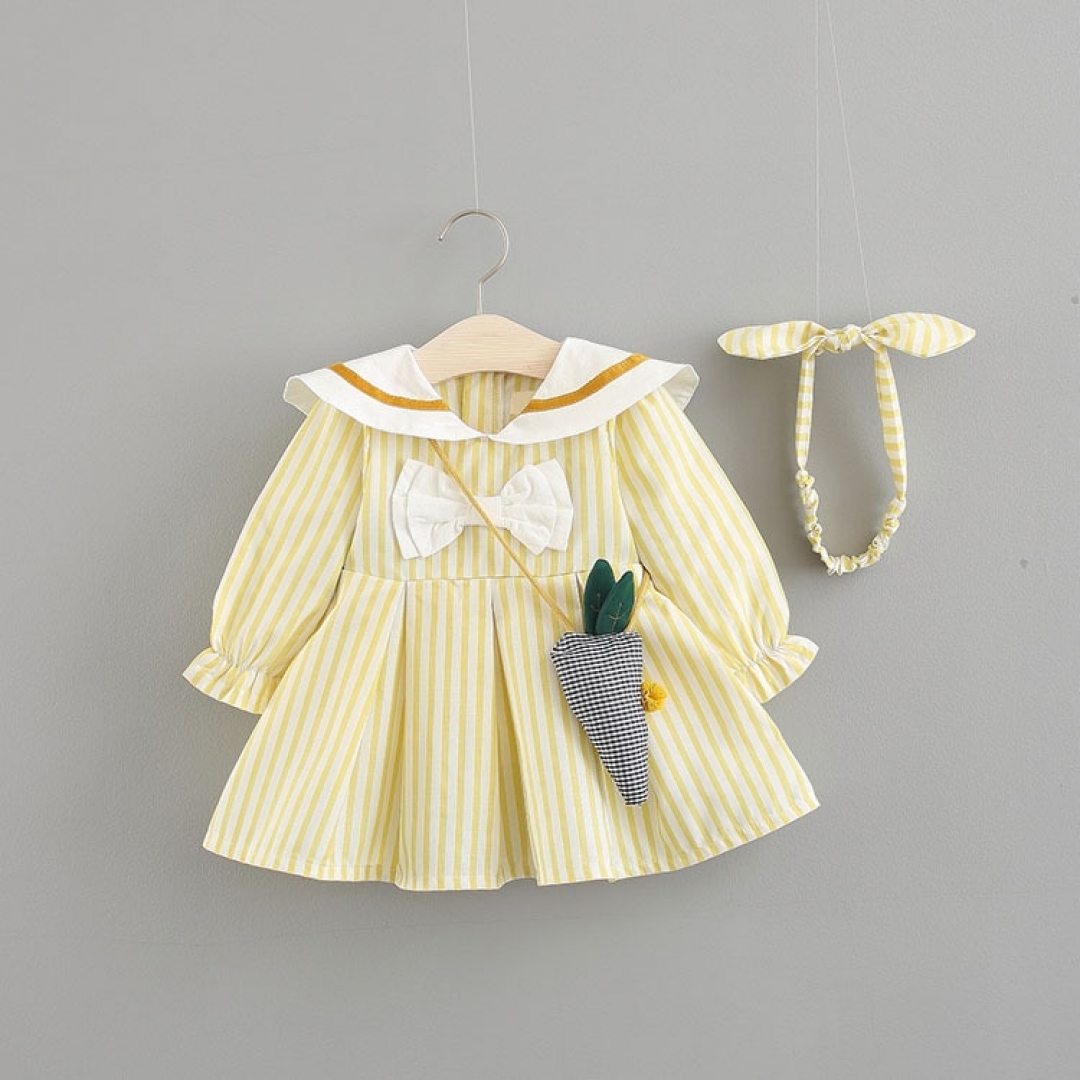 Striped Long Sleeve 3PCS Baby Dress