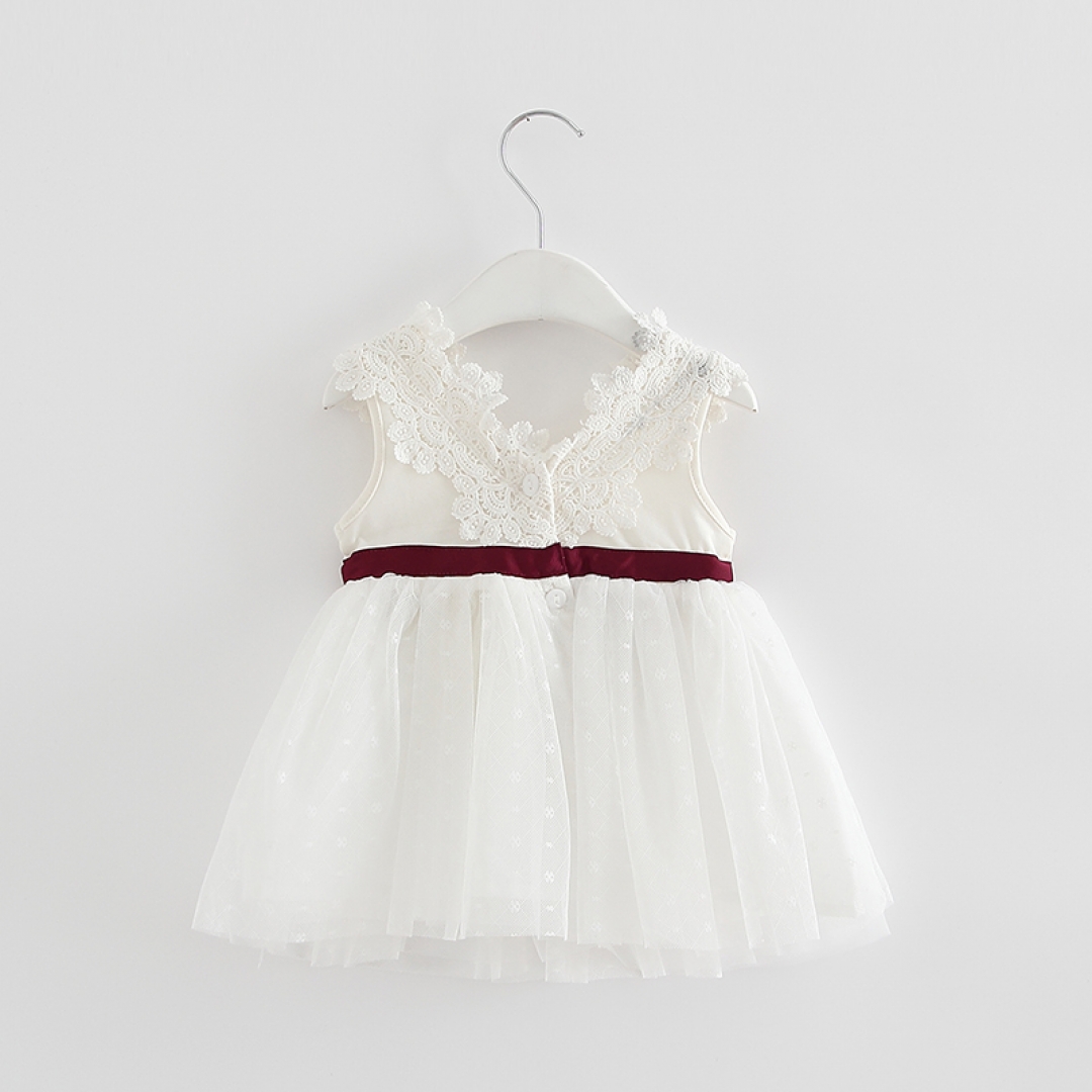 V-neck Bow Lace Baby Dress
