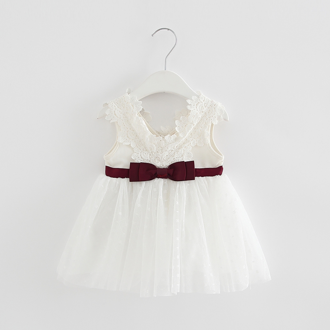 V-neck Bow Lace Baby Dress