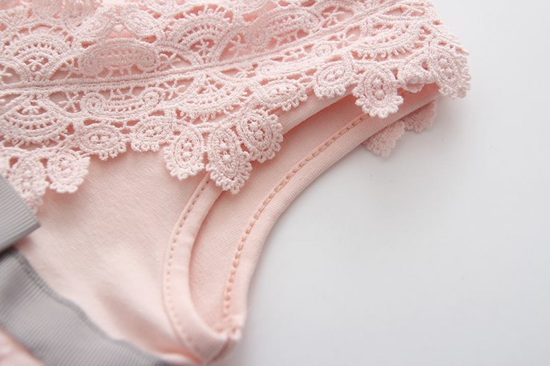 V-neck Bow Lace Baby Dress