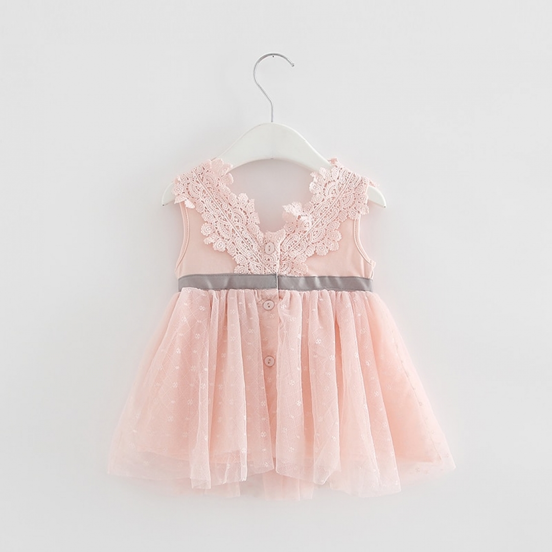 V-neck Bow Lace Baby Dress
