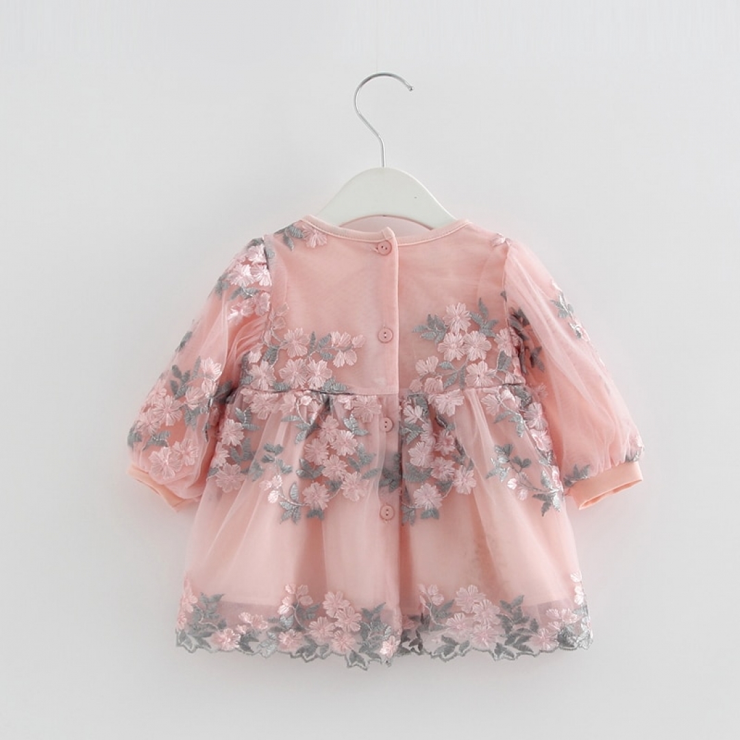 Flower Embrioder Lantern Sleeve Dress