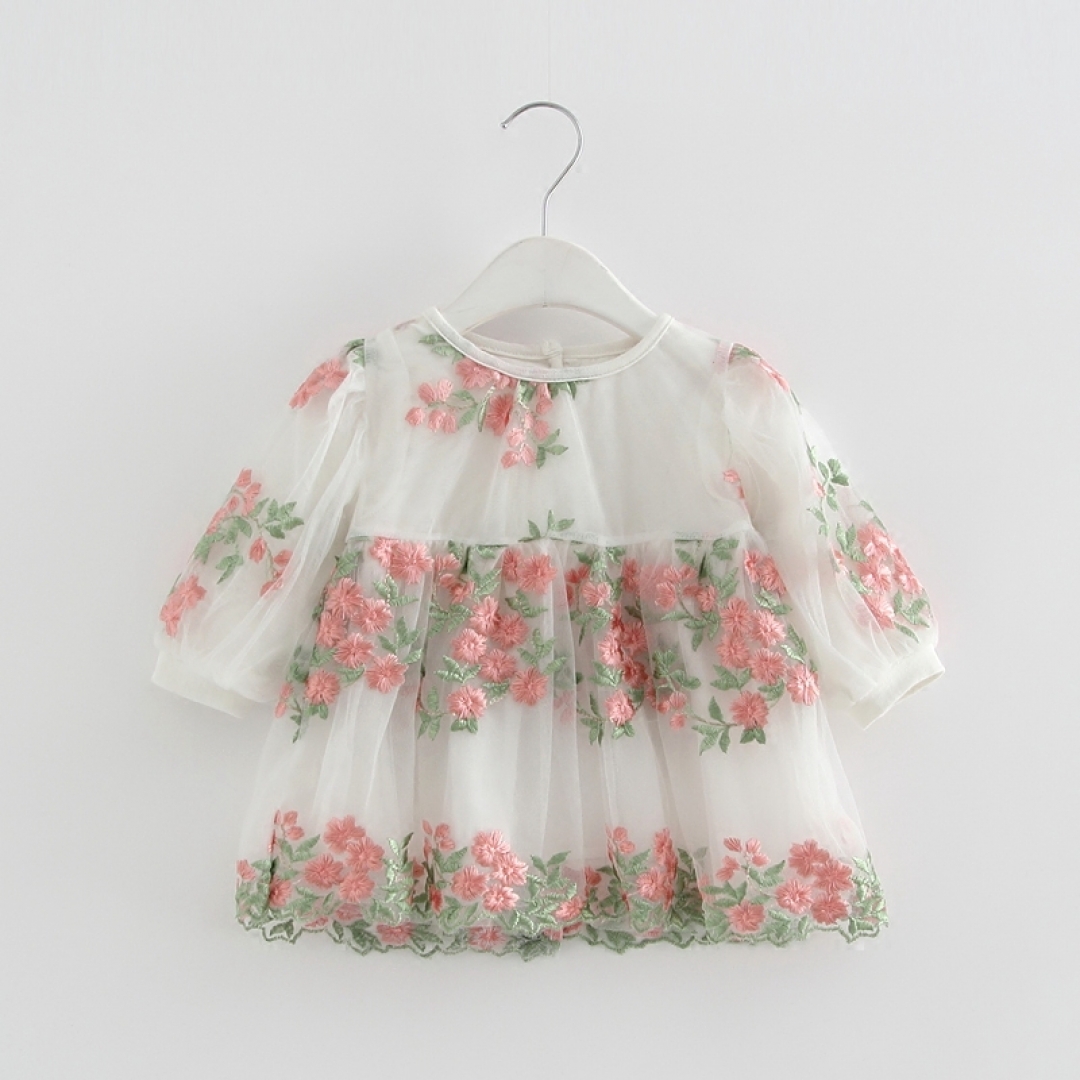 Flower Embrioder Lantern Sleeve Dress