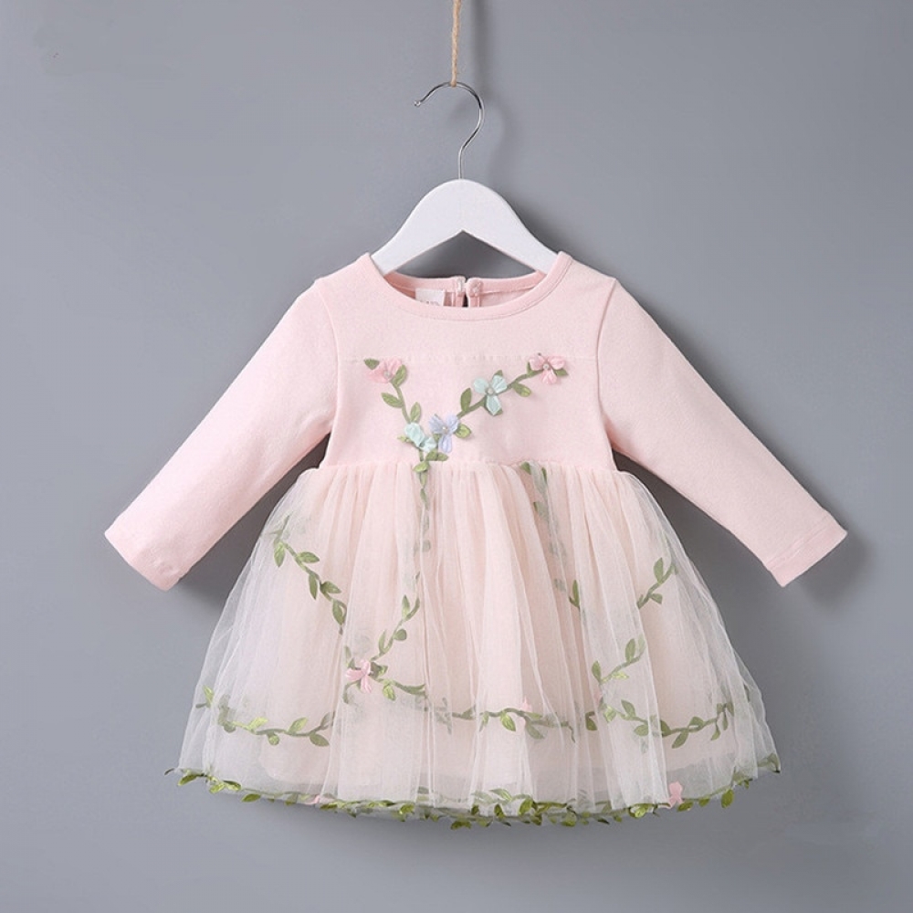 Flowers Grass Embroidered Dress