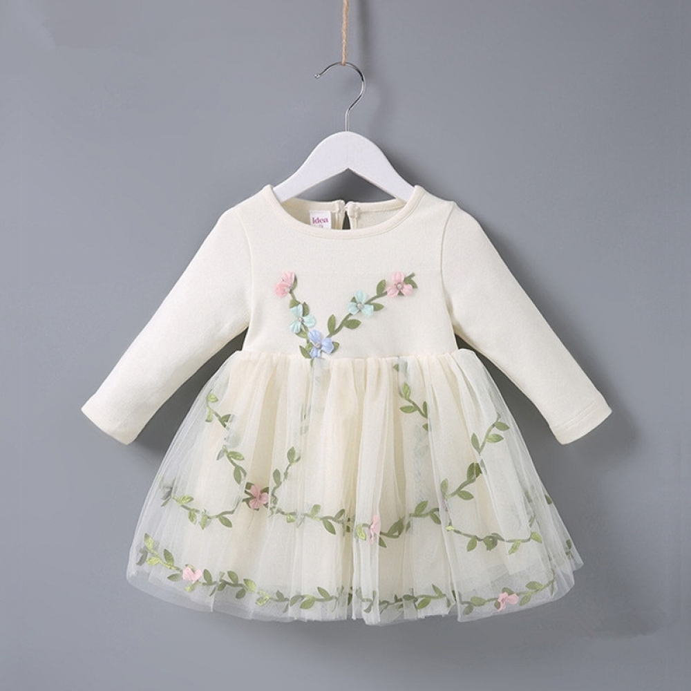 Flowers Grass Embroidered Dress