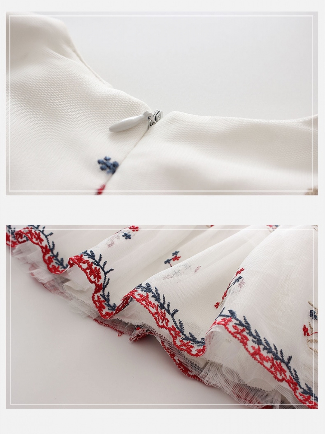 Puff Sleeve Embroidered Dress