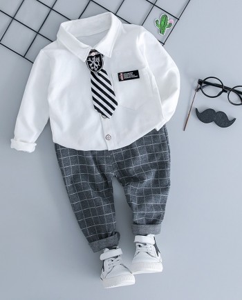 Grid Pants Gentleman Set