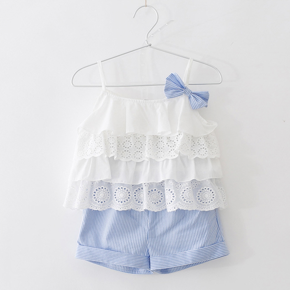 Bow Sling Top and Striped Shorts Sets