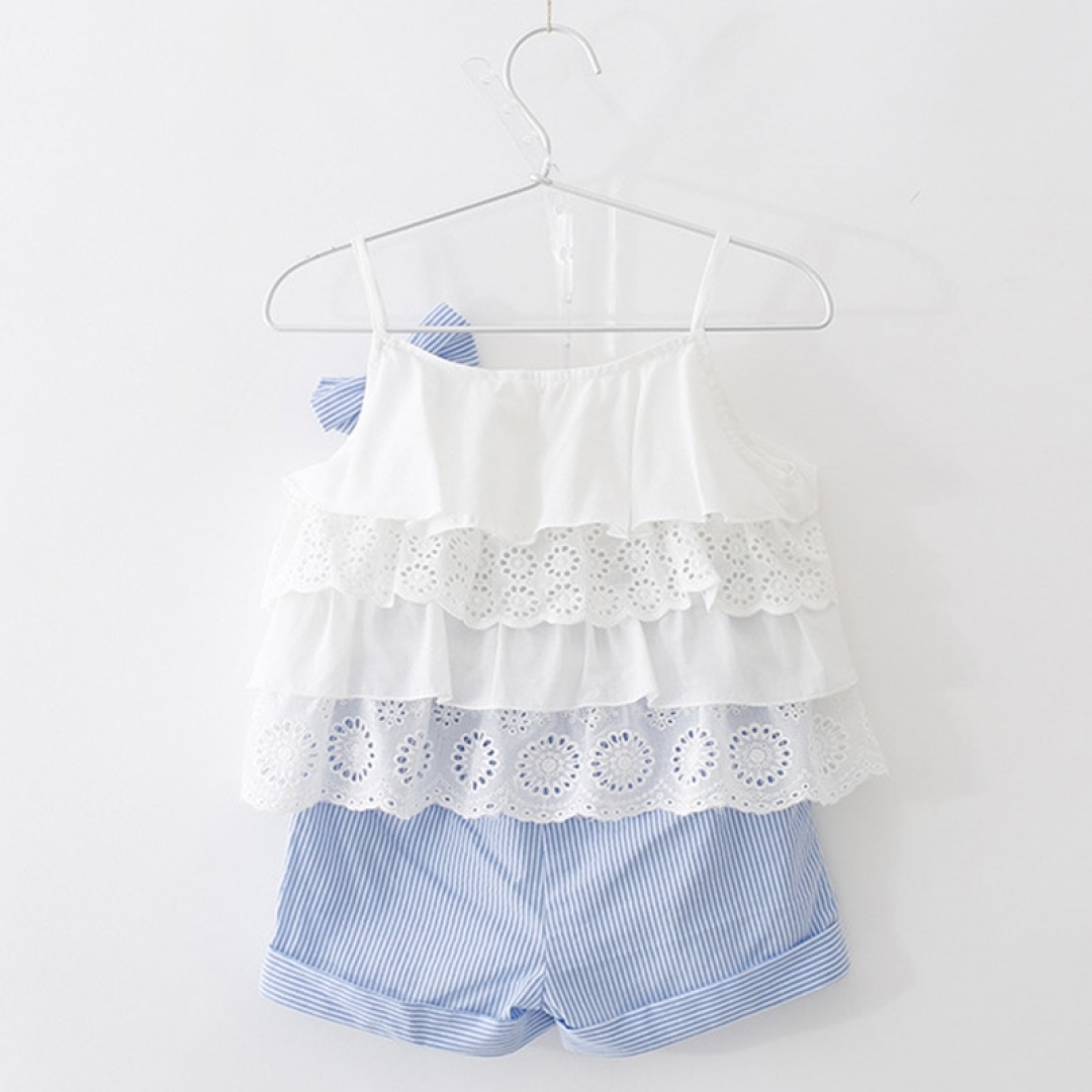 Bow Sling Top and Striped Shorts Sets