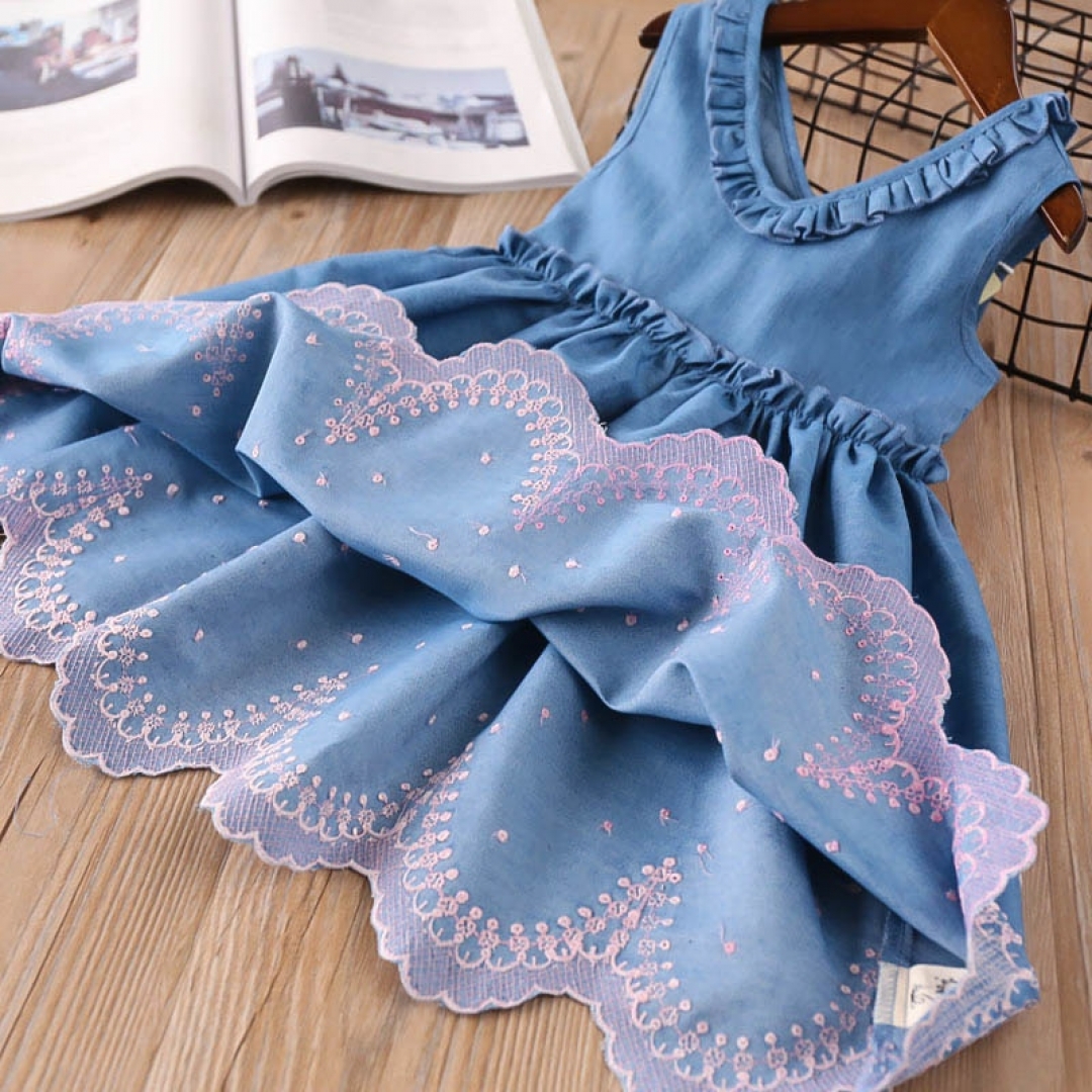 Embroidered Denim dress