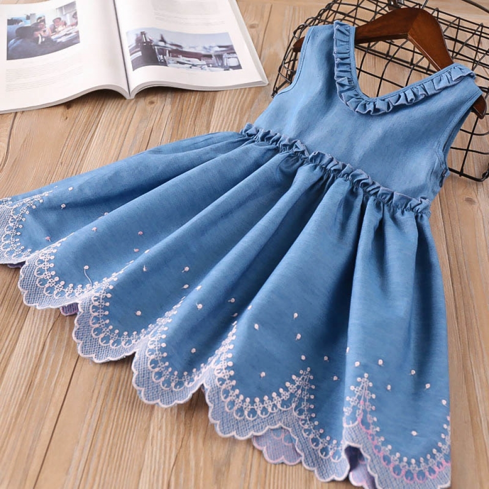 Embroidered Denim dress
