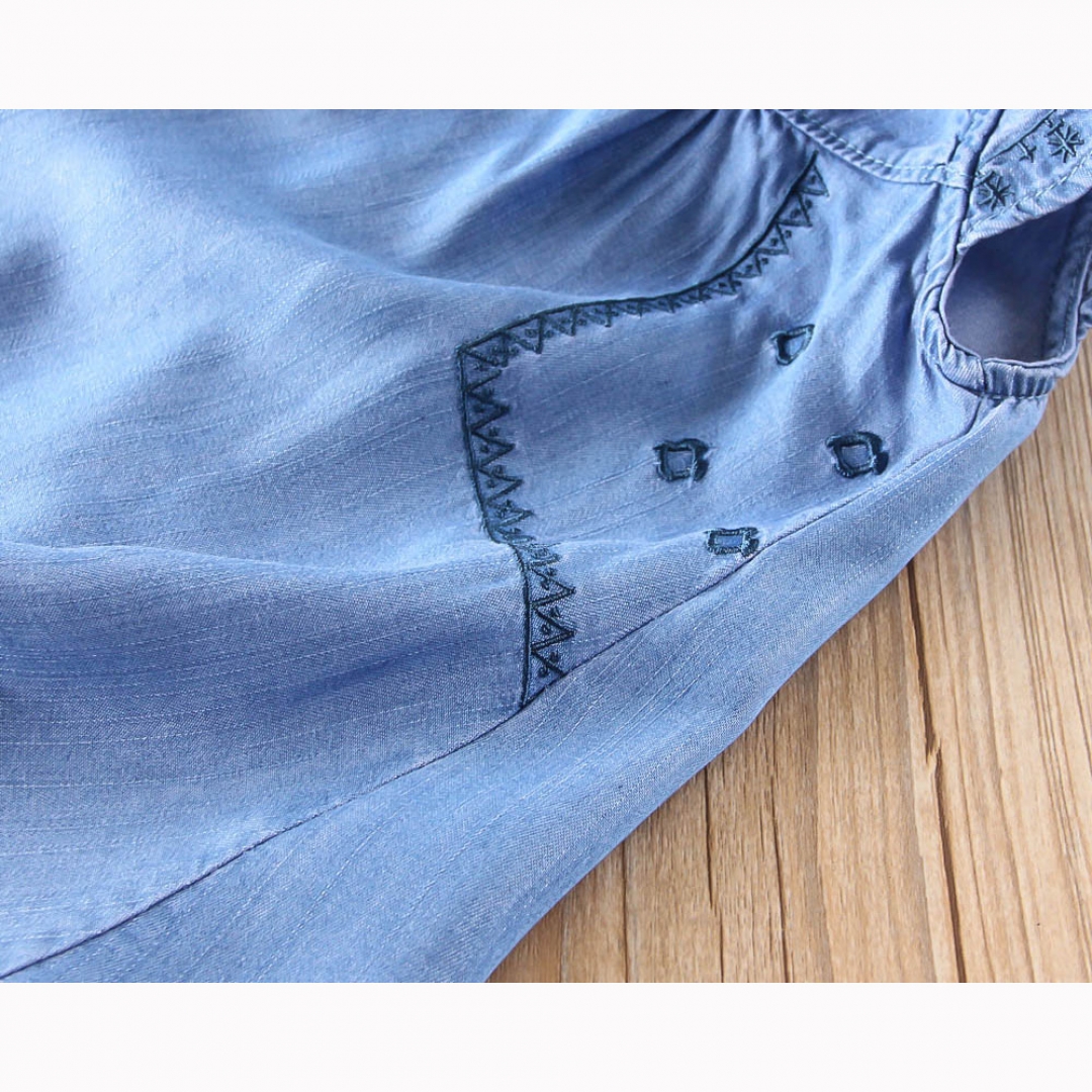Denim Embroidered Dress
