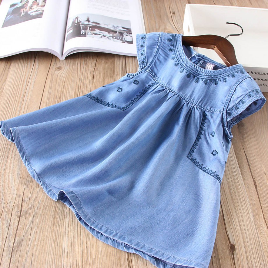 Denim Embroidered Dress