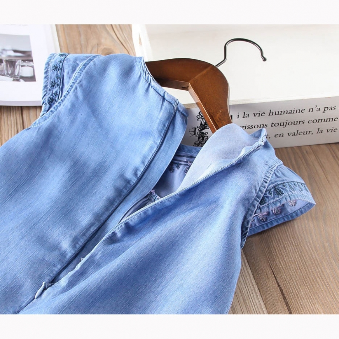 Denim Embroidered Dress