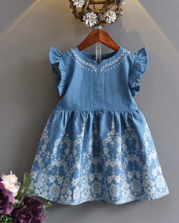Floral Embroidered Denim Dress
