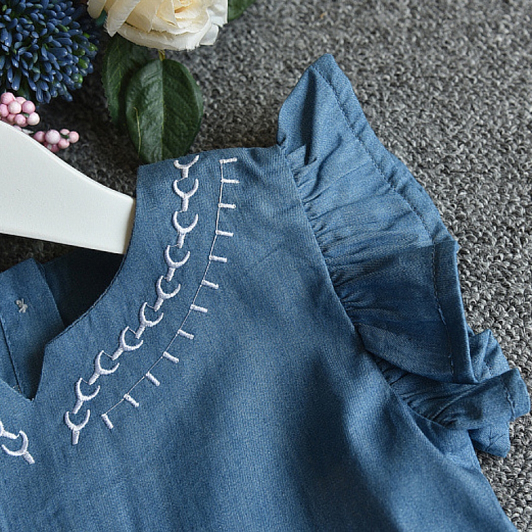 Floral Embroidered Denim Dress