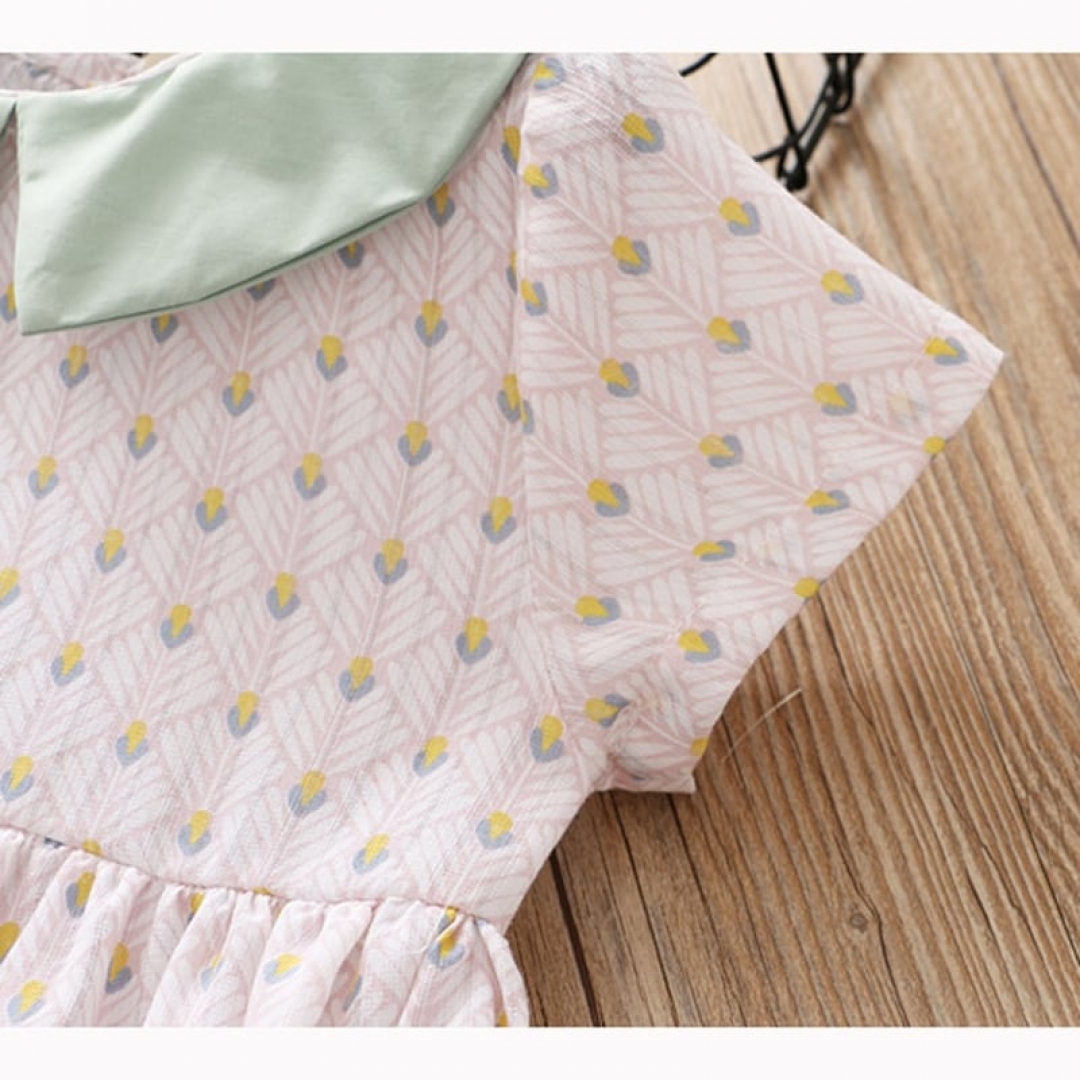 Turn-down Collar short Sleeve print dress