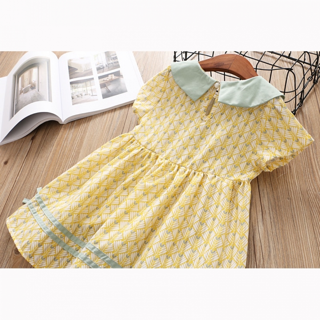 Turn-down Collar short Sleeve print dress