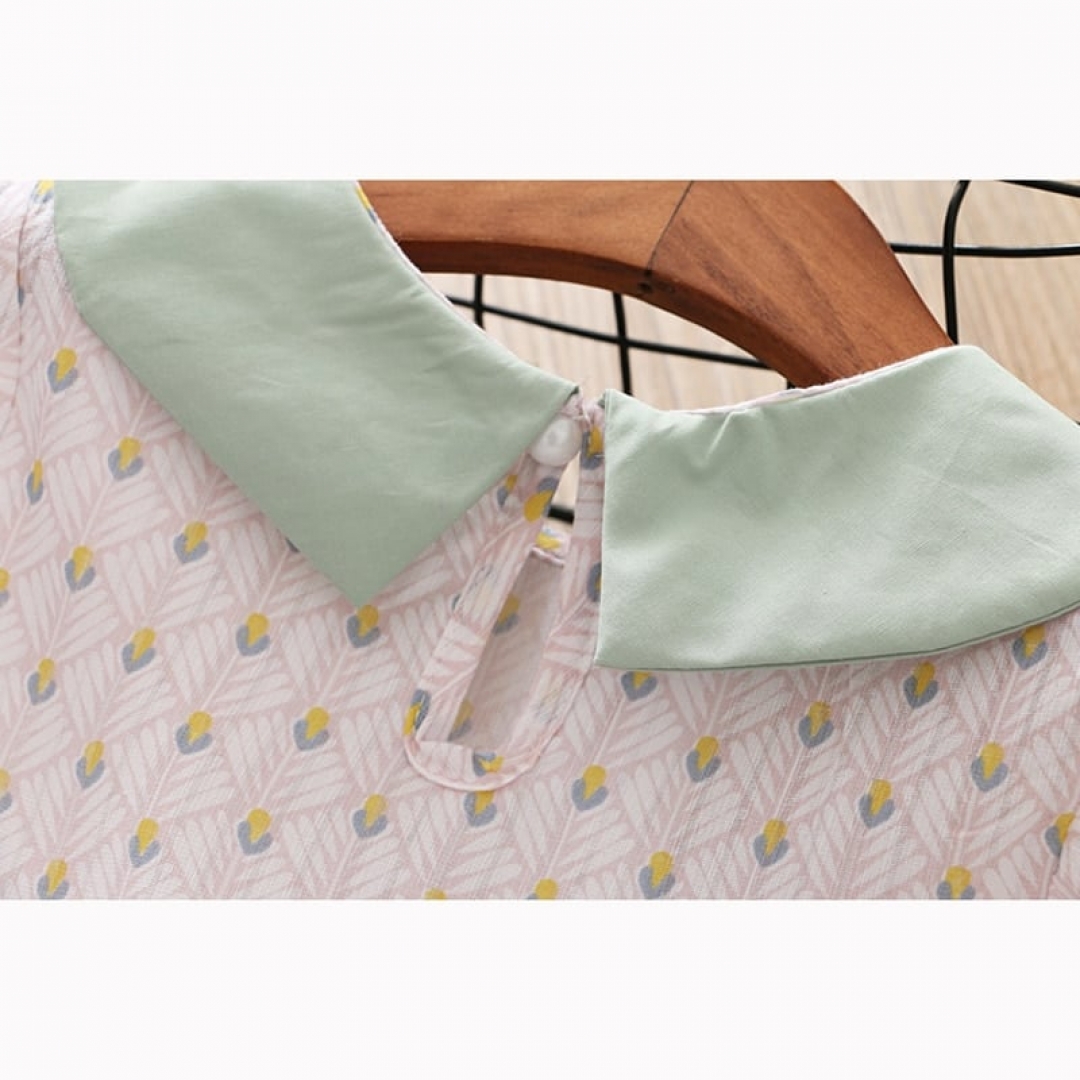 Turn-down Collar short Sleeve print dress