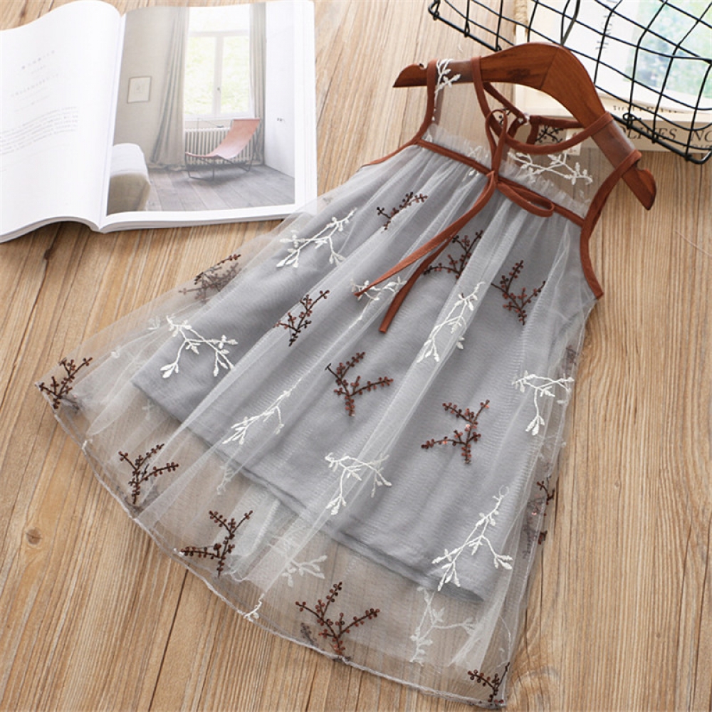 Mesh Embroidery A-line Dress