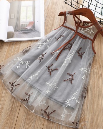 Mesh Embroidery A-line Dress