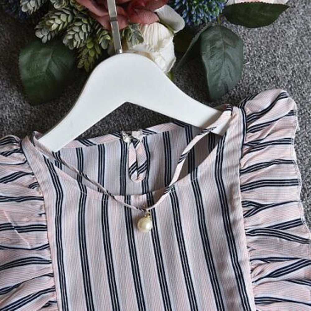Striped sleeveless Shirt + Shorts 2PCS Set