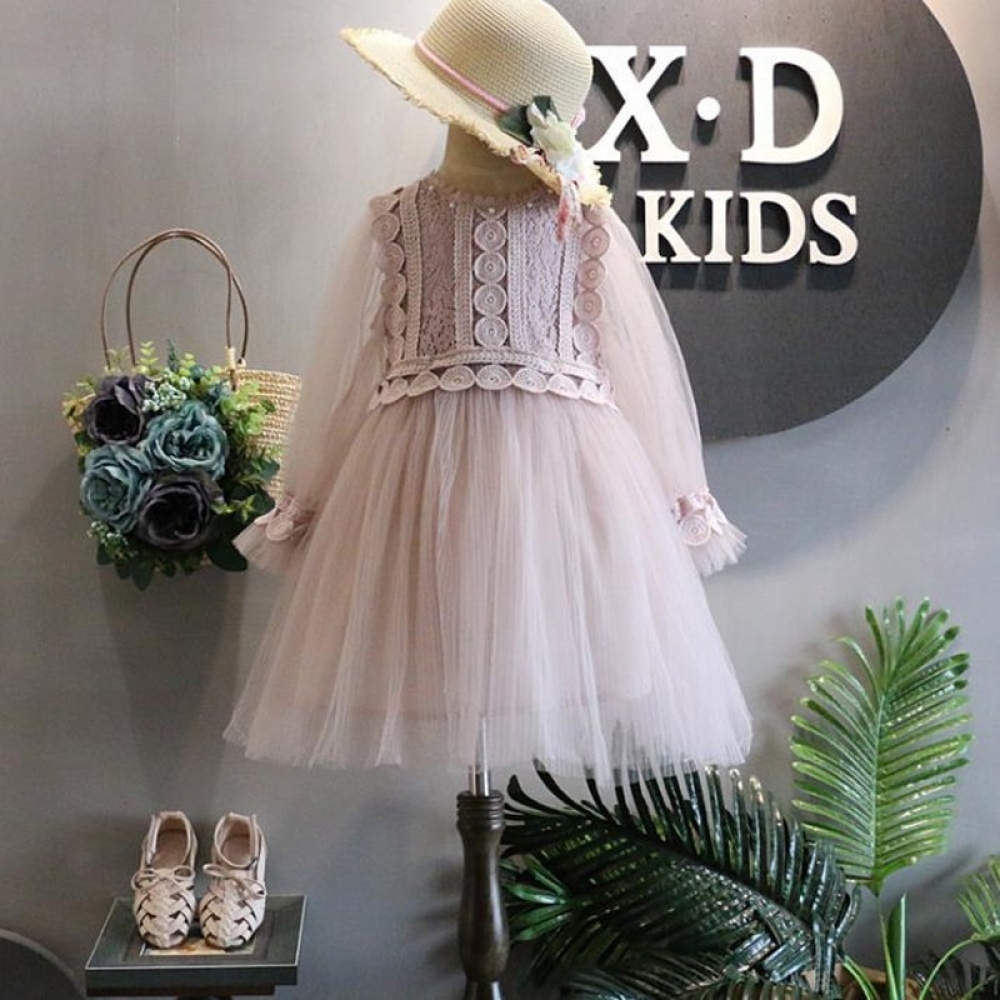 Net Yarn Pink Lace Dress