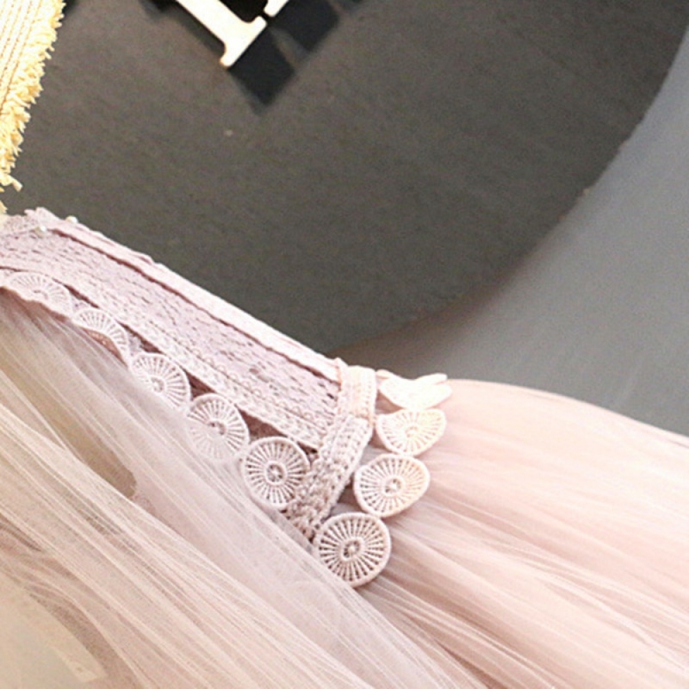 Net Yarn Pink Lace Dress