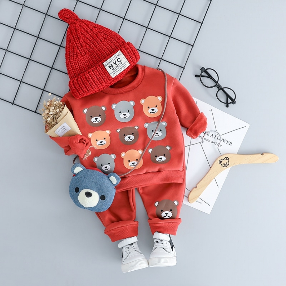 Bear Plush Sweat and Joggers Set