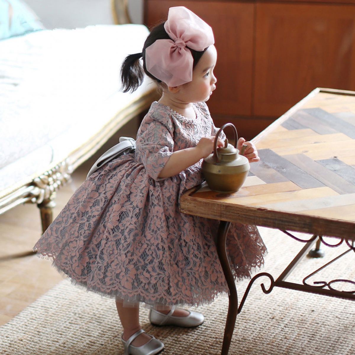Vintage Beaded Baby Girl Dress