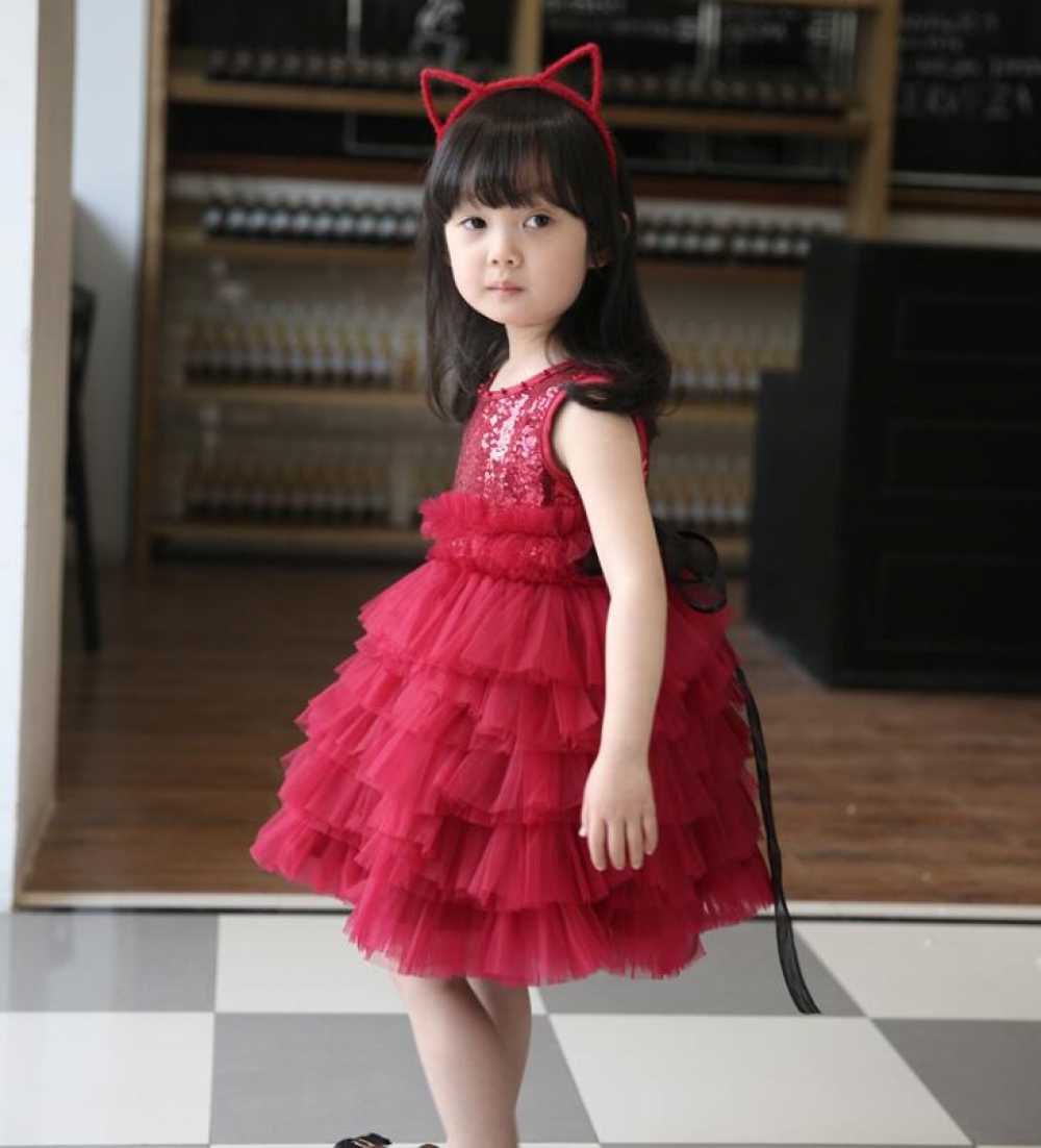 Baby Girl Red Ruffle Sequin Dress