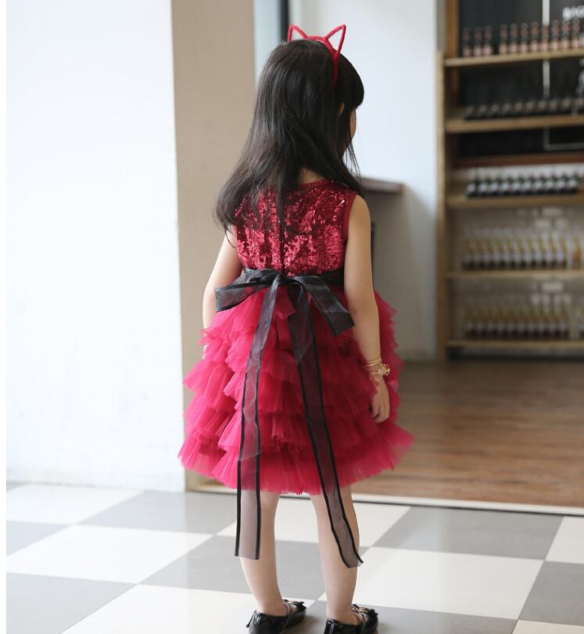 Baby Girl Red Ruffle Sequin Dress