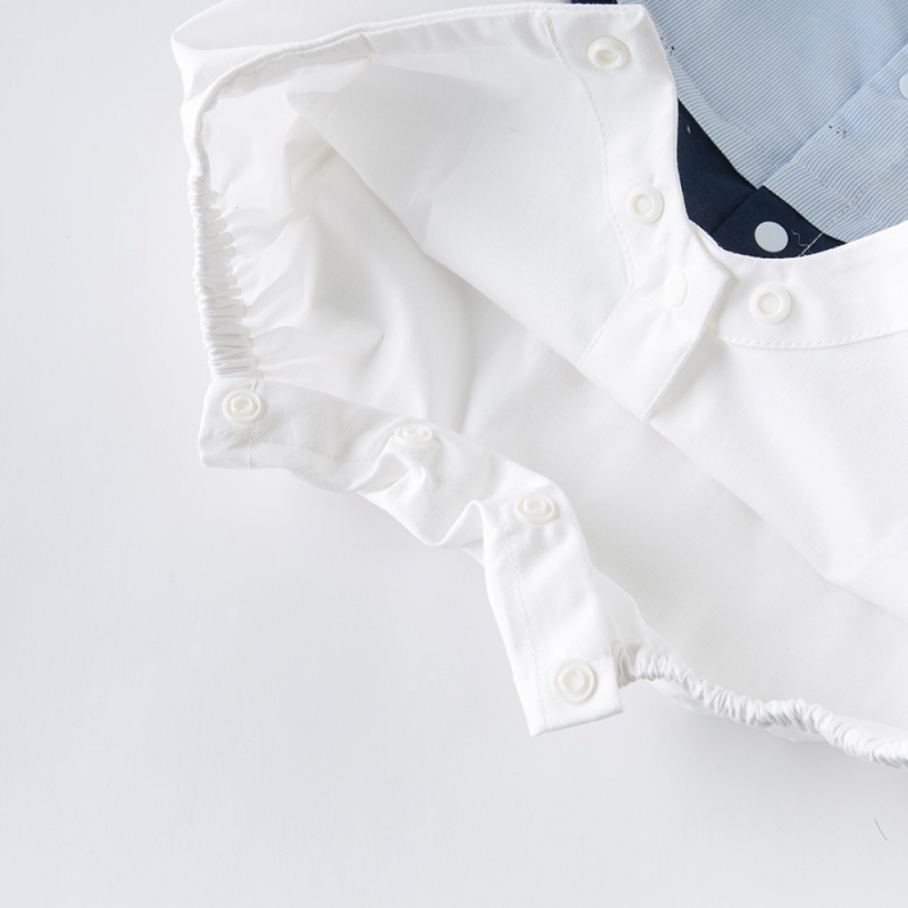New born baby boy bow striped romper