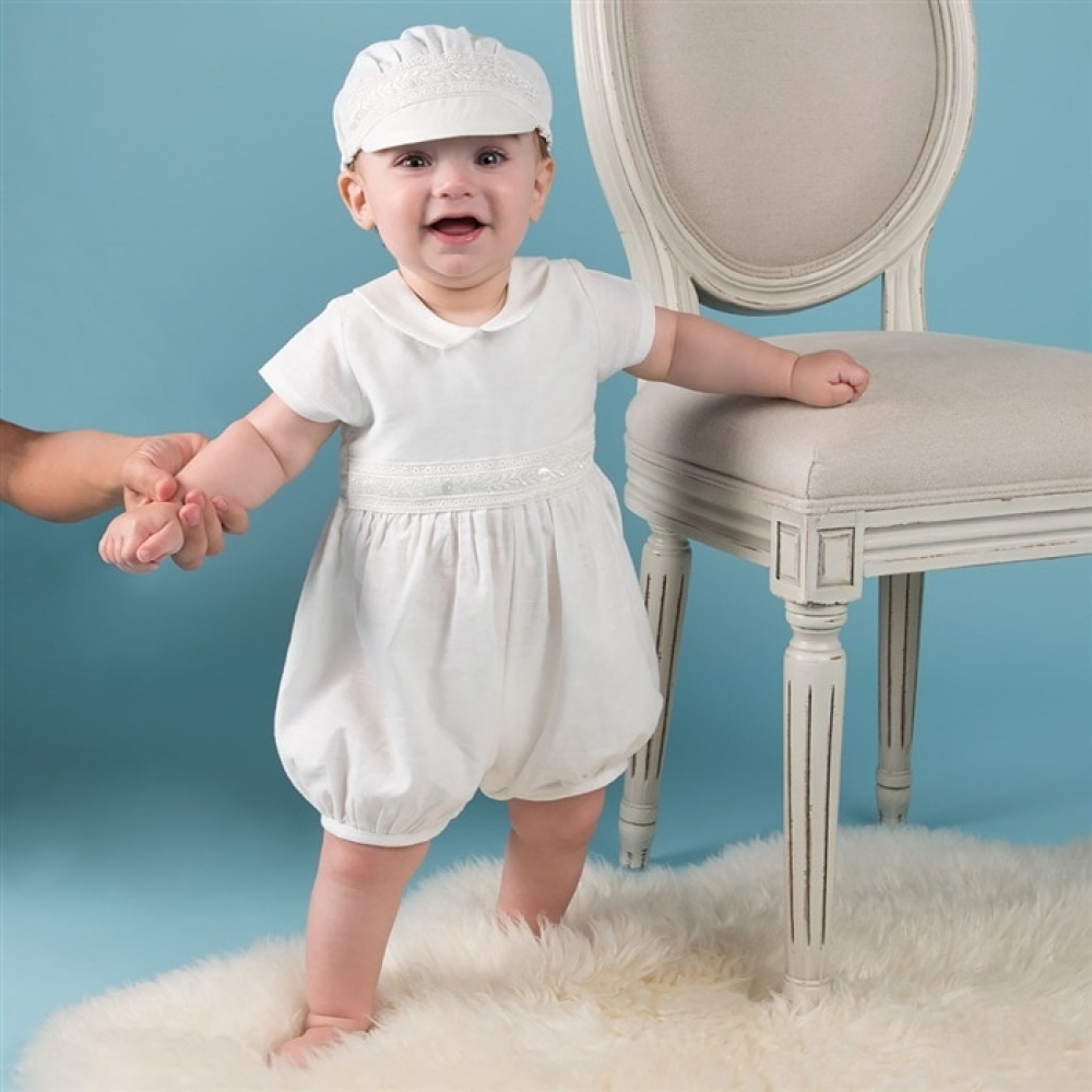 Baby Boy White Romper & Cap