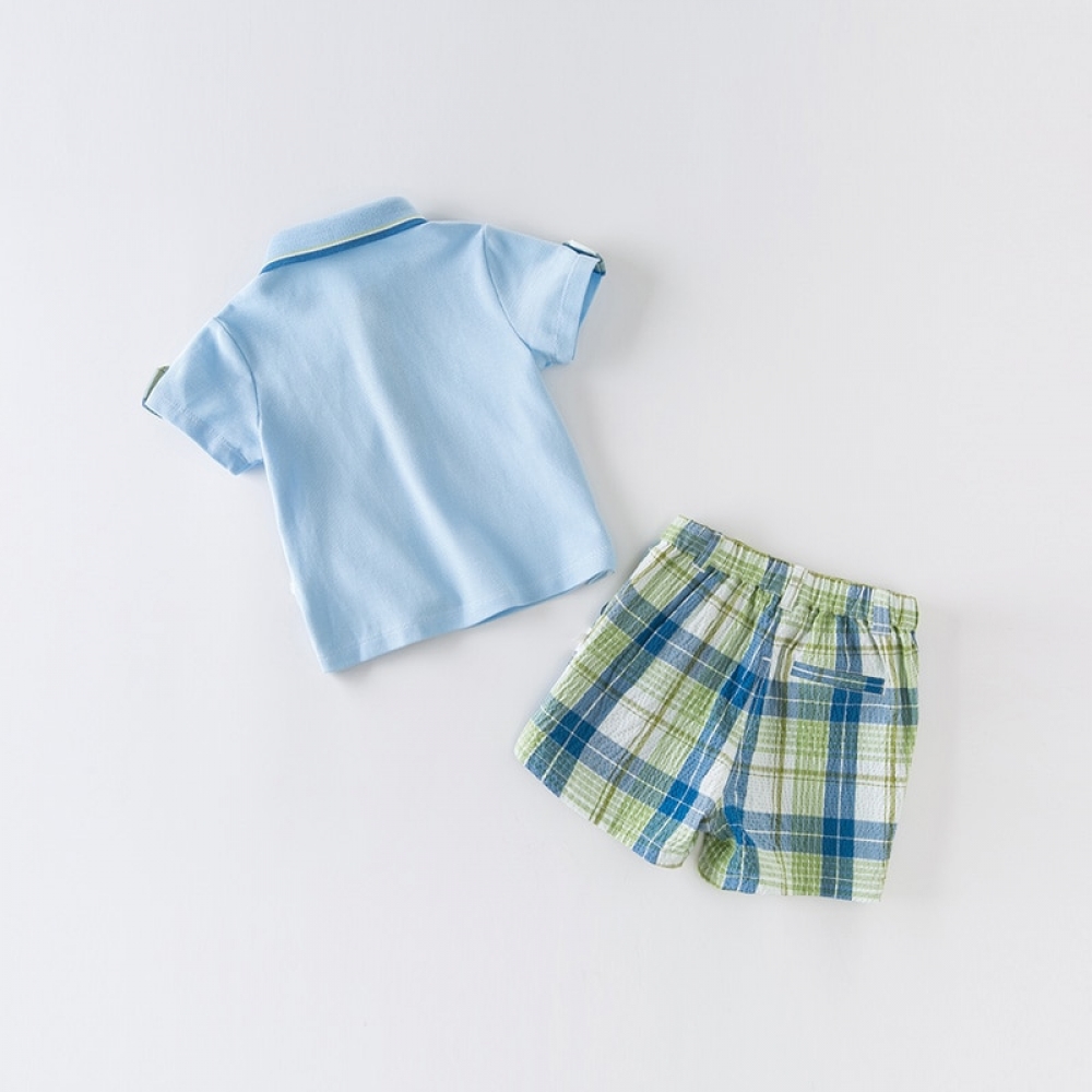 Baby Boy plaid shorts and Warm Tshirt