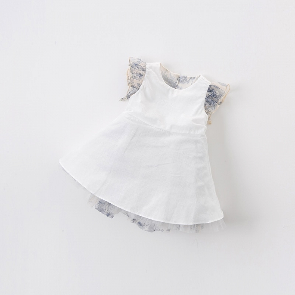 Baby girl's cute bow print zipper dress