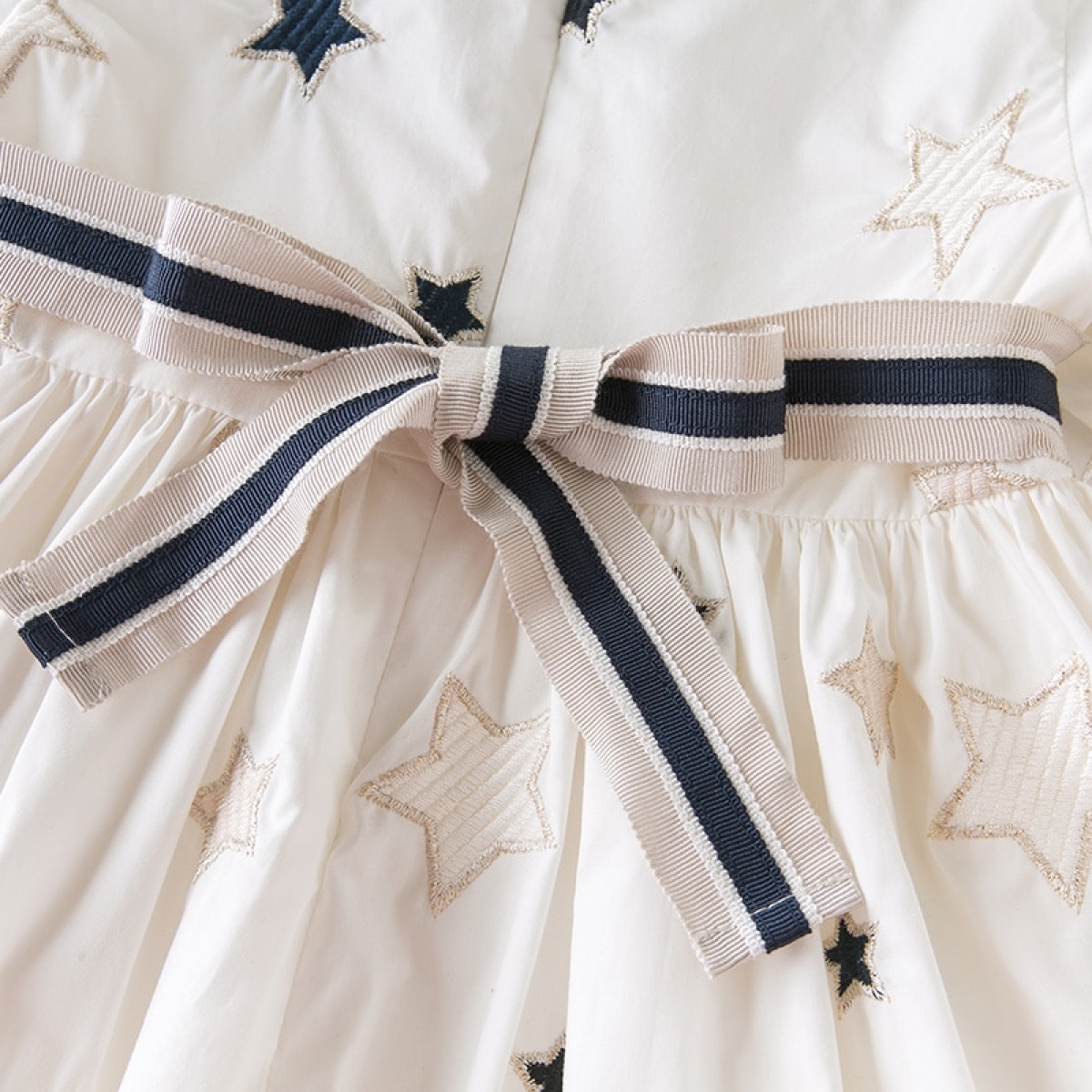 Baby girl's cute bow stars print mesh dress